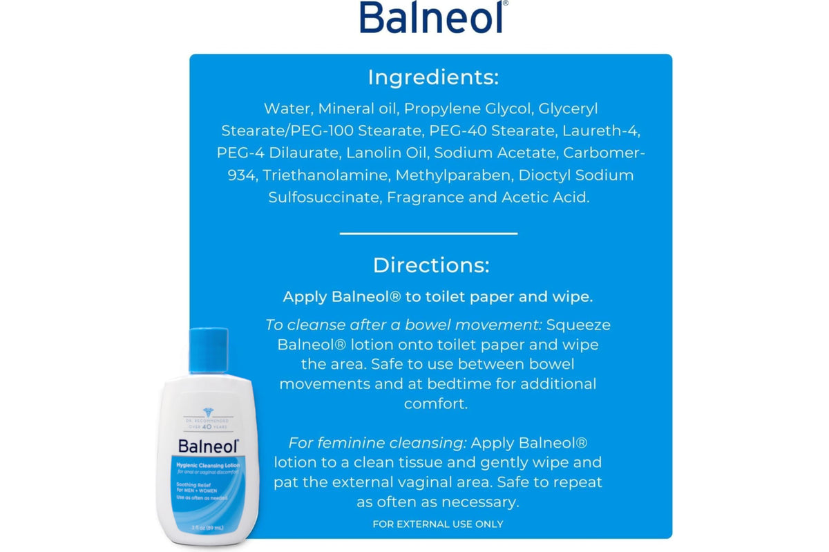 Balneol Hygienic Cleansing Lotion 3 oz back view