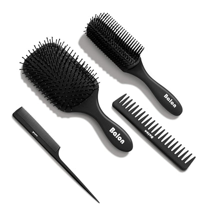 BALON Hair Brush and Comb Set front view with paddle and vented brushes