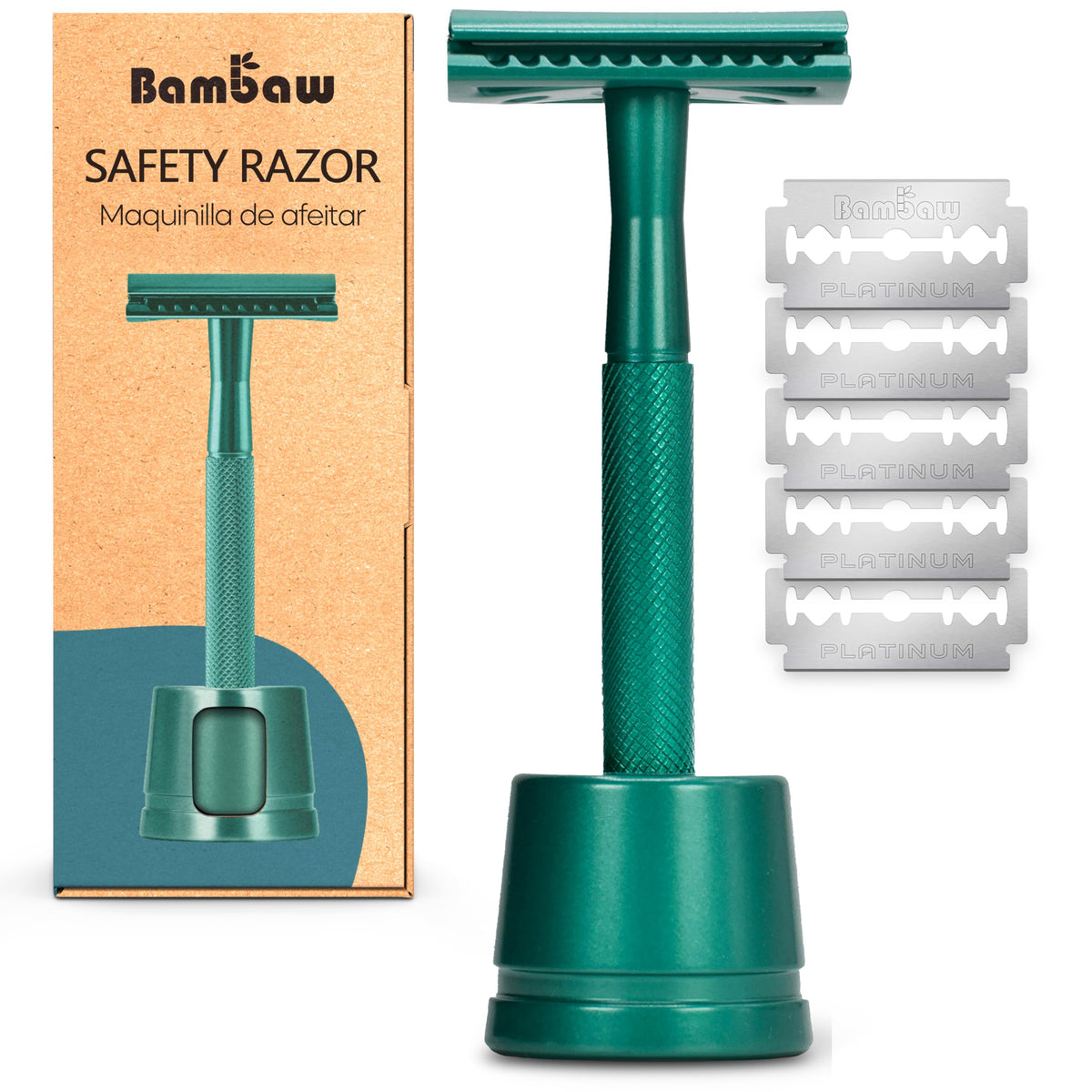 Bambaw Double Edge Safety Razor front view in sea green