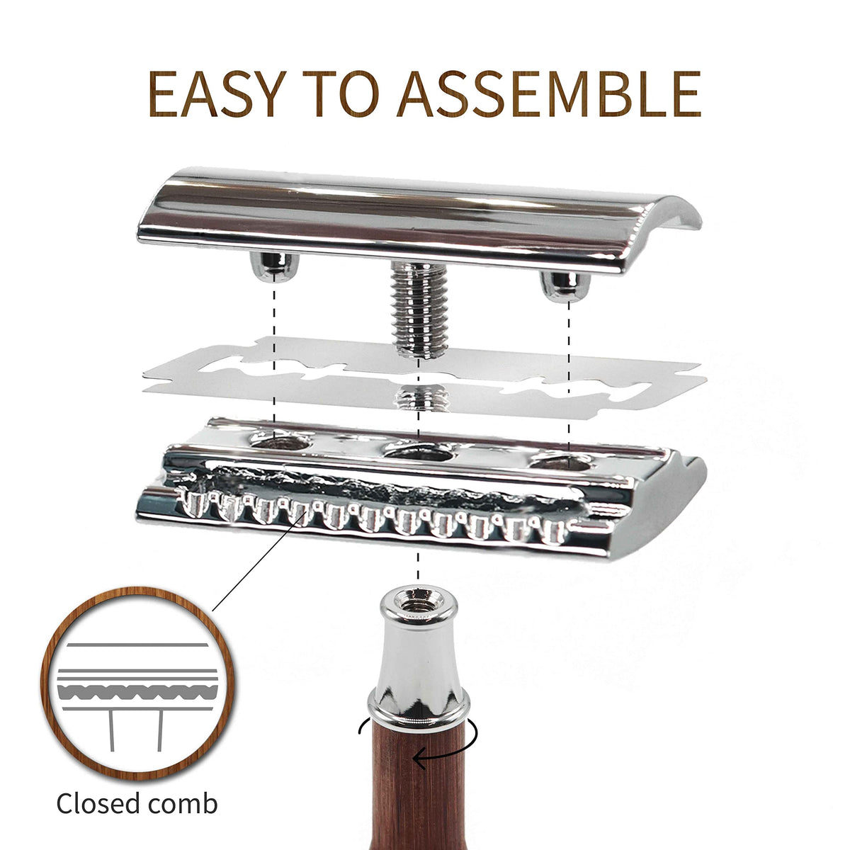Bambaw Double Edge Safety Razor side view showing razor head