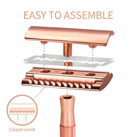 Bambaw Double Edge Safety Razor standing on a bathroom countertop