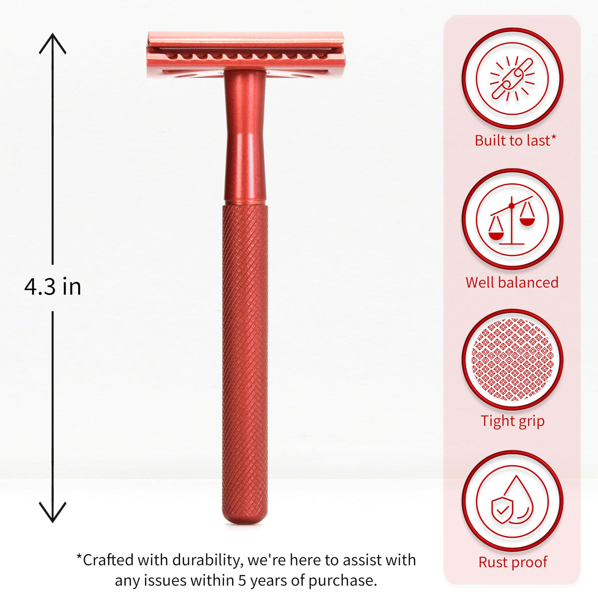 Bambaw Double Edged Safety Razor side view with five blades