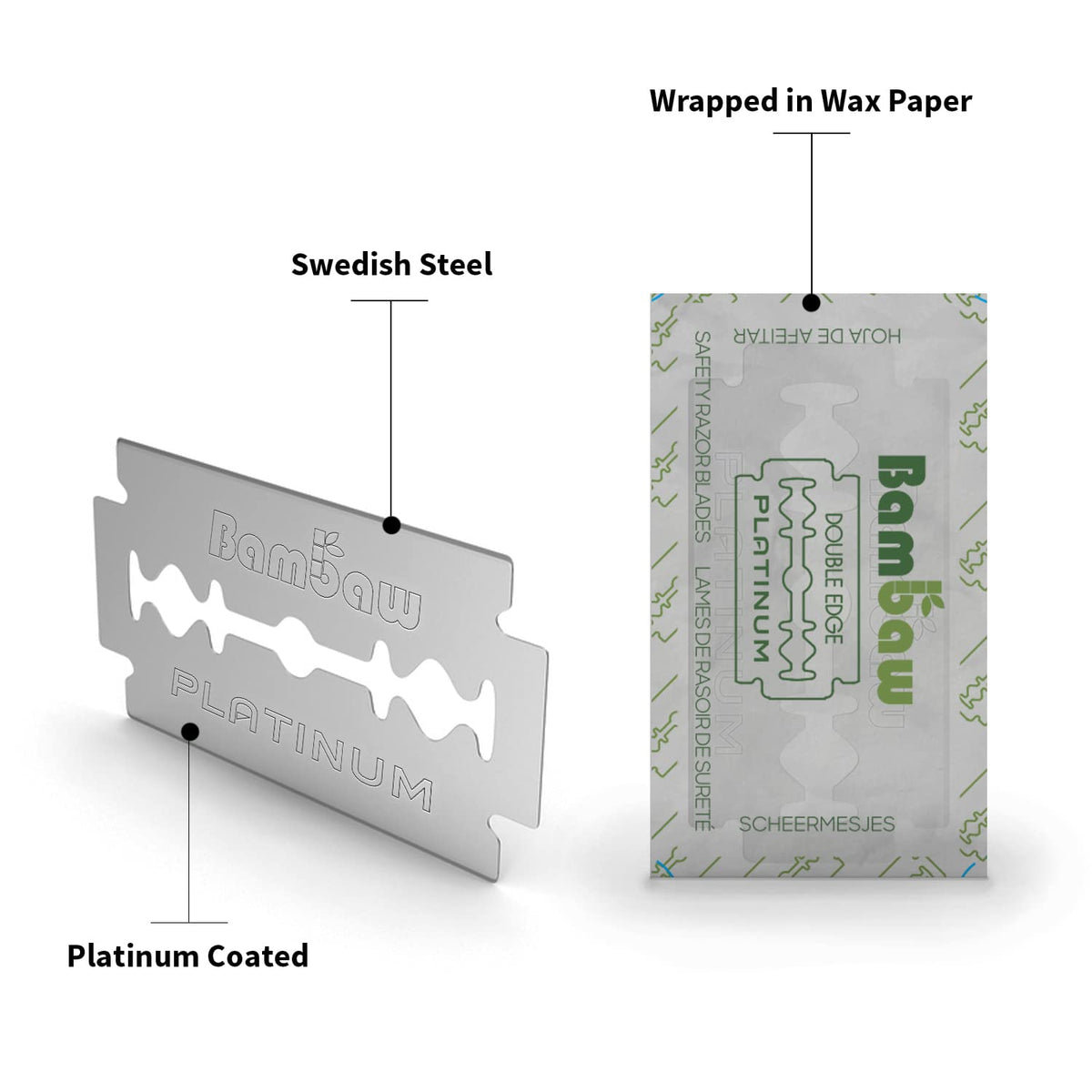 Bambaw razor blade in wax paper wrapping