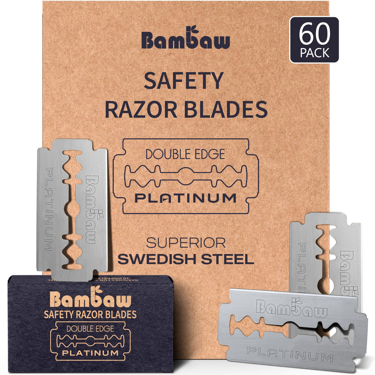 Bambaw Safety Razor Blades 60 Pack front view