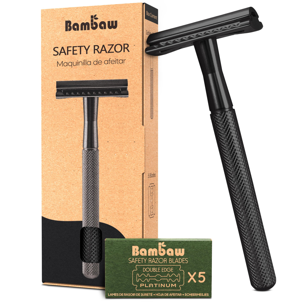 Bambaw Safety Razor for Men front view with 5 blades