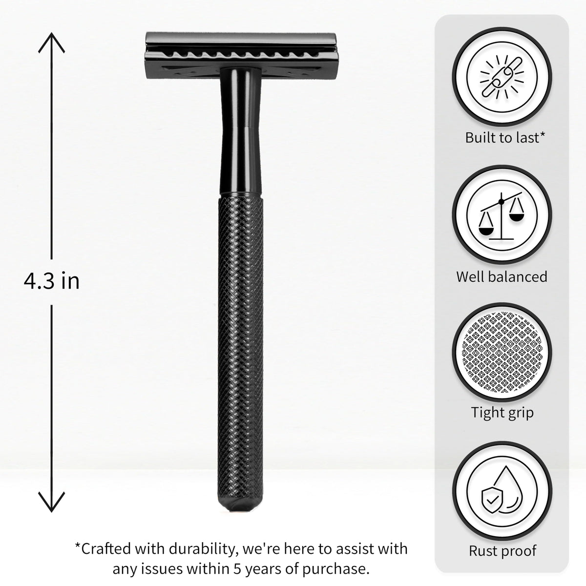 Bambaw Safety Razor side view showing metal finish