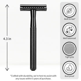 Bambaw Safety Razor side view showing metal finish