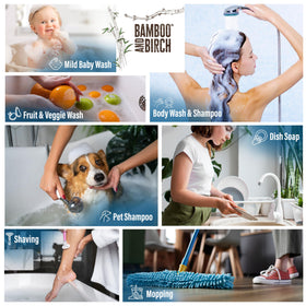 BAMBOO AND BIRCH Pure Castile Soap Liquid in-use for washing hands