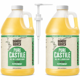 Bamboo & Birch Pure Castile Soap Liquid Peppermint 1 Gallon front view