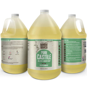 Bamboo & Birch Pure Castile Soap Liquid showing label and peppermint scent