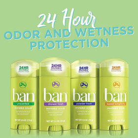 Ban antiperspirant application on skin, showing clear formula
