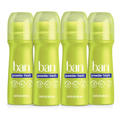 Ban Invisible Roll-On Antiperspirant Deodorant 4 pack front view