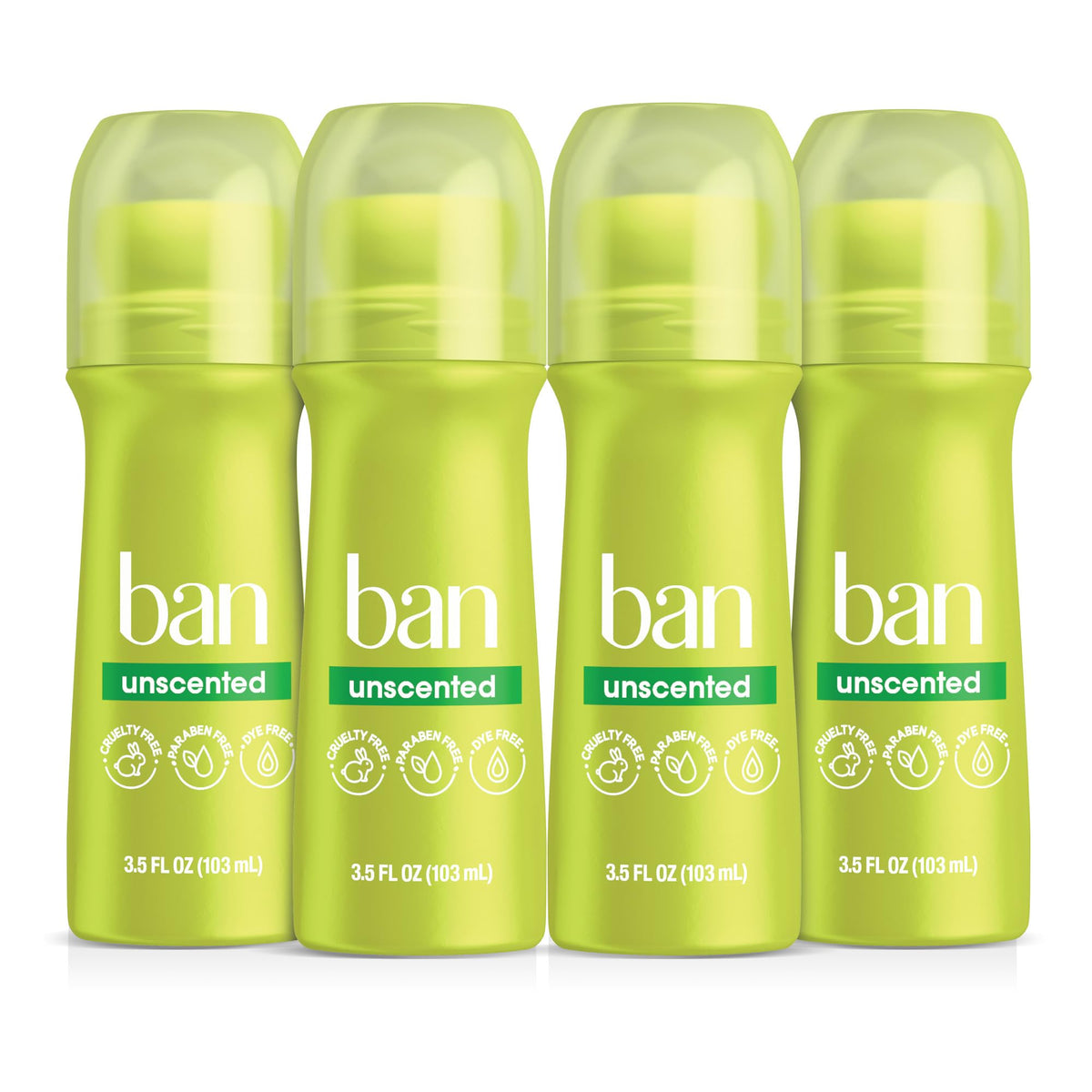 Ban Invisible Roll-On Antiperspirant Deodorant, Unscented, 3.5 oz front view