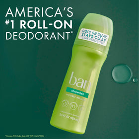 Ban Invisible Roll-On Antiperspirant Deodorant, Unscented with natural ingredients