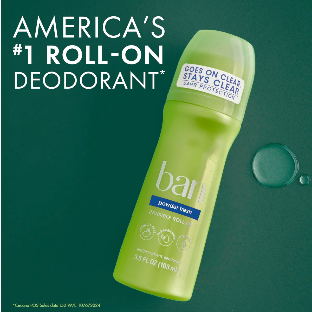 Ban Invisible Roll-On Antiperspirant Deodorant with floral notes