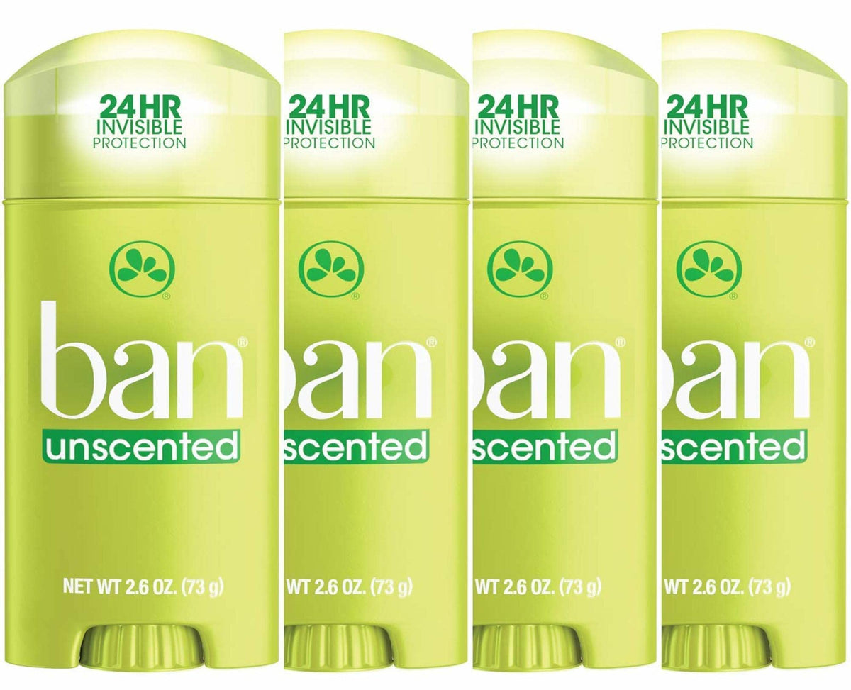 Ban Invisible Solid Antiperspirant Deodorant pack of 4, front view
