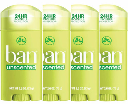 Ban Invisible Solid Antiperspirant Deodorant pack of 4, front view