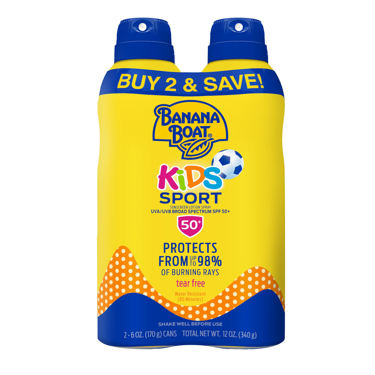 Banana Boat Kids Sunscreen Spray SPF 50 2-Pack front view