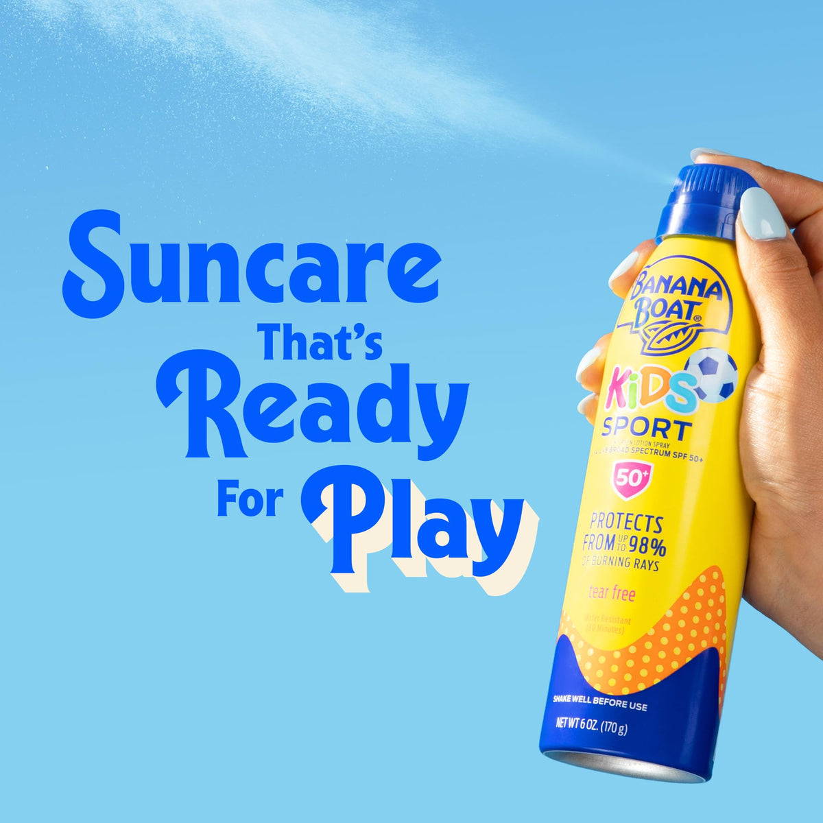 Banana Boat Kids Sunscreen Spray SPF 50 application on skin