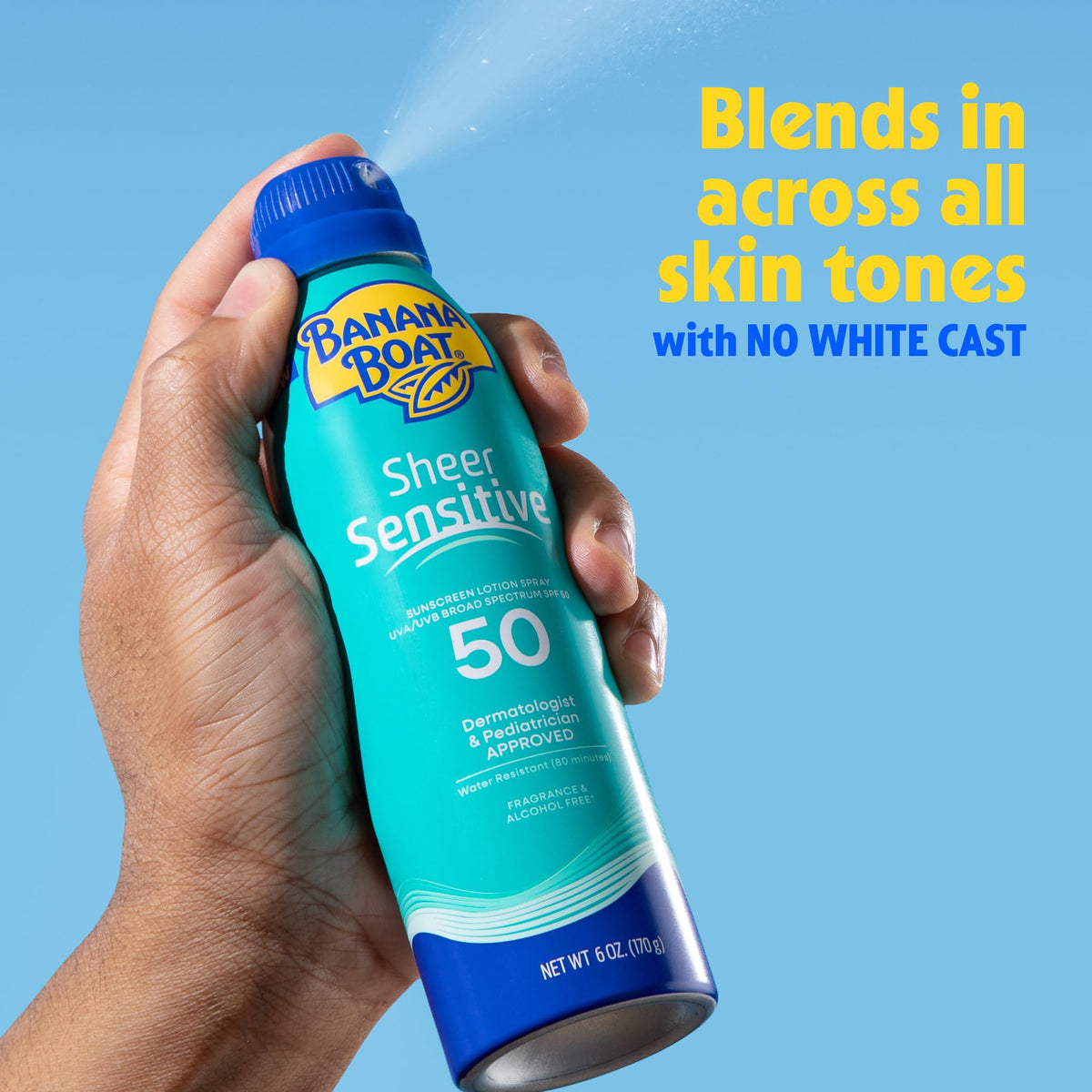 Banana Boat Sheer Sensitive Sunscreen Spray SPF 50 bottle cap