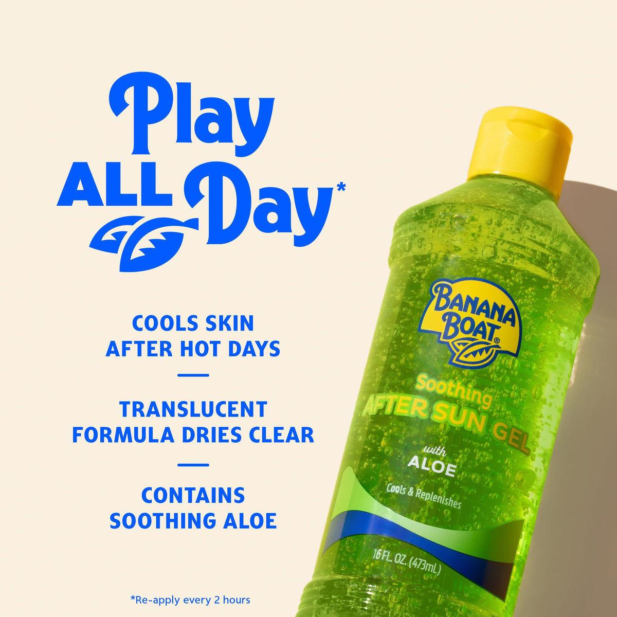 Banana Boat Soothing After Sun Gel application on skin