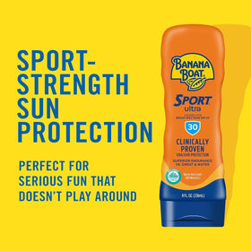 Banana Boat Sport Performance SPF 30 Sunscreen Lotion application on skin