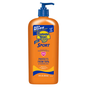 Banana Boat Sport SPF 50 Sunscreen Lotion front view, family size 12 fl oz