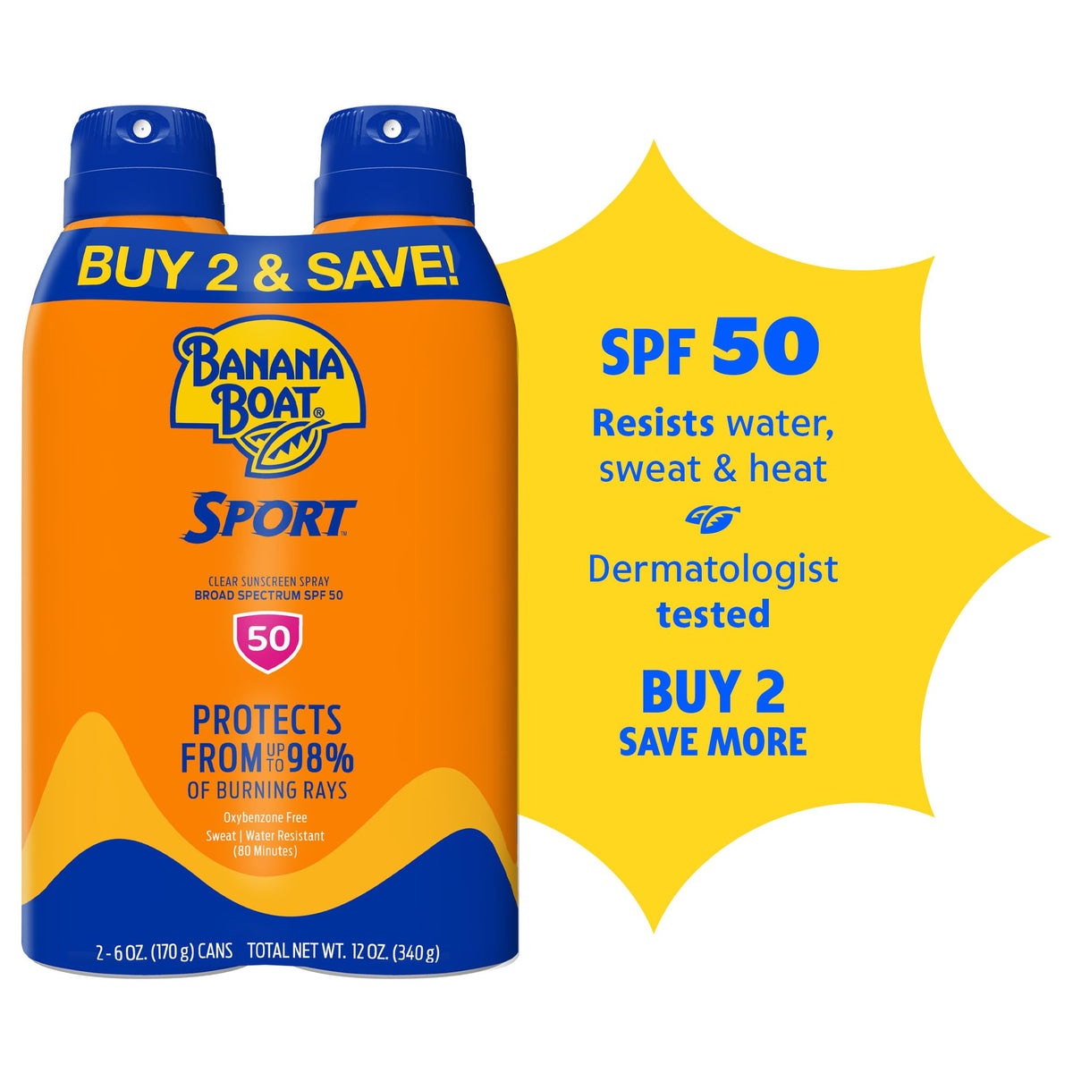 Banana Boat Sport SPF 50 Sunscreen Spray 6 oz back view