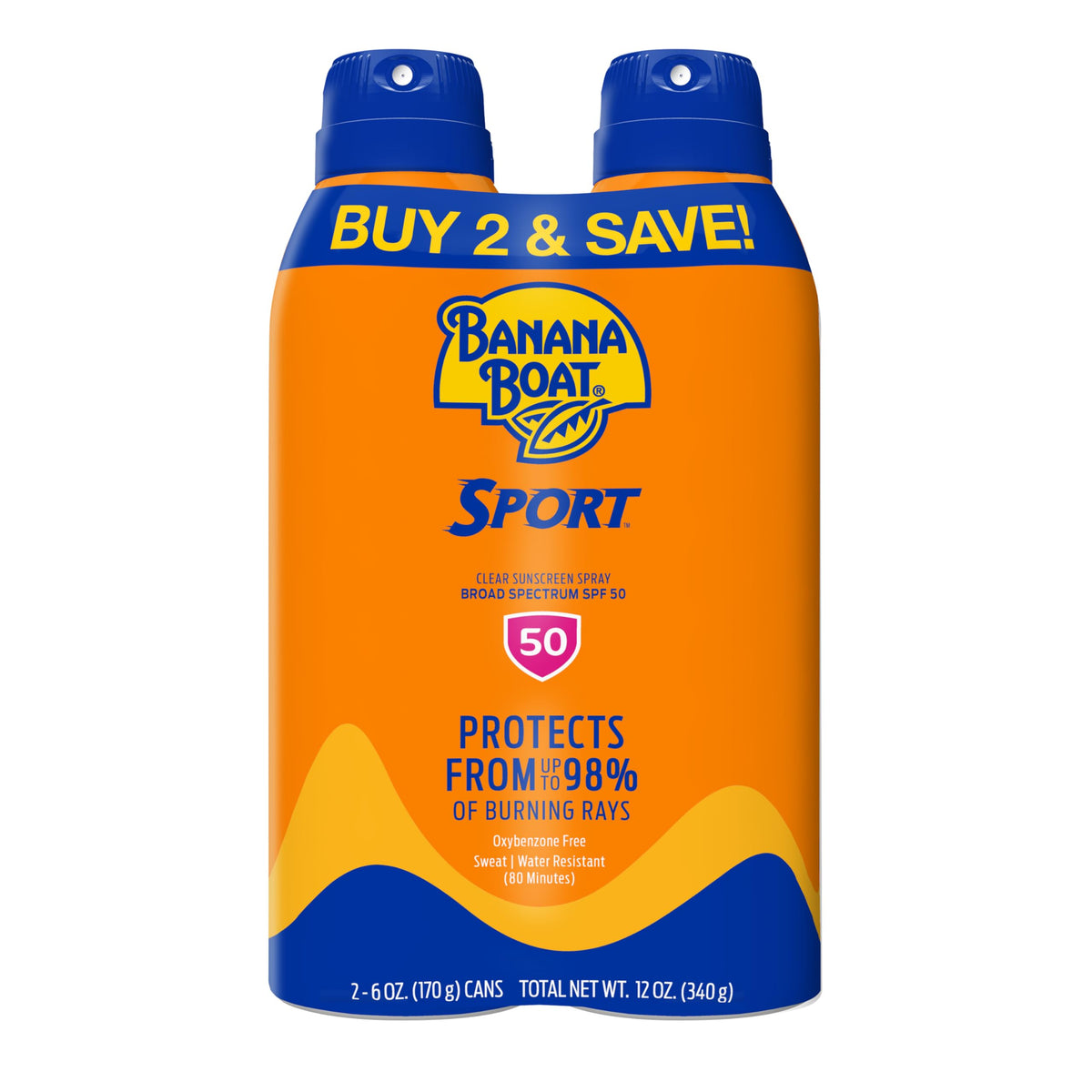 Banana Boat Sport SPF 50 Sunscreen Spray 6 oz front view