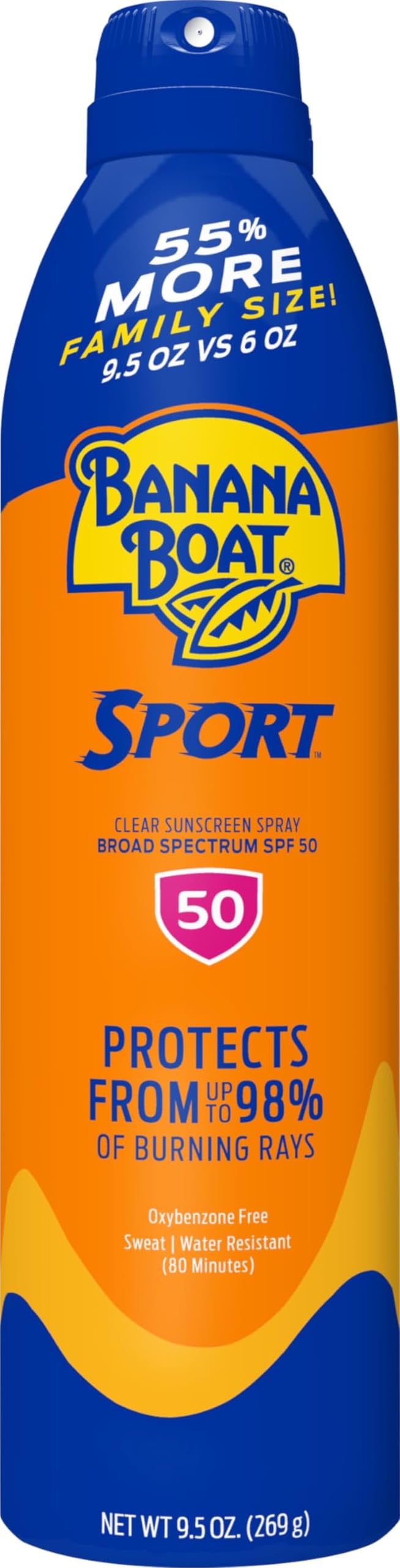 Banana Boat Sport SPF 50 Sunscreen Spray 9.5 oz front view