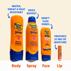 Banana Boat Sport Sunscreen Spray lightweight formula demonstration
