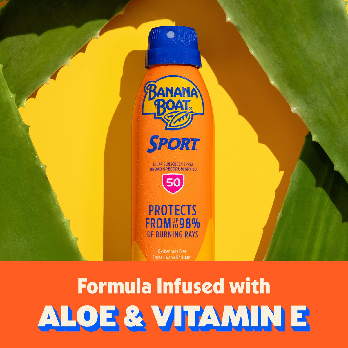 Banana Boat Sport Sunscreen Spray packaging side view
