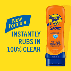 Banana Boat Sport Ultra Lotion Sunscreen SPF 30 application on skin