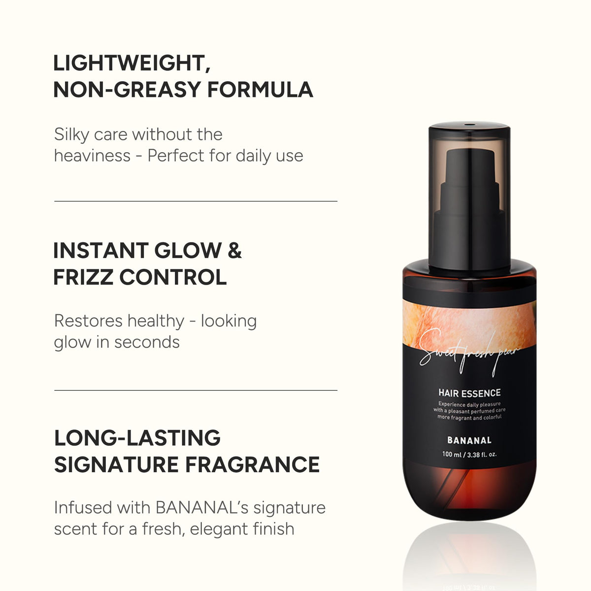 BANANAL Hair Perfume Oil & Serum with fresh pears in background