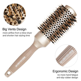 BANGMENG Round Hair Brush side view highlighting ergonomic handle