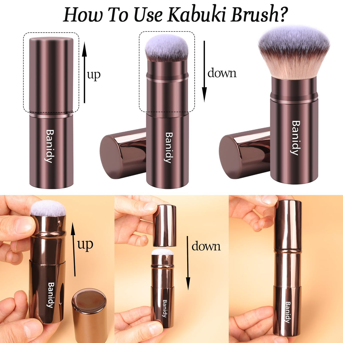 Banidy Kabuki Brush with protective cap on