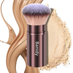 Banidy Retractable Kabuki Brush front view with aluminum tube