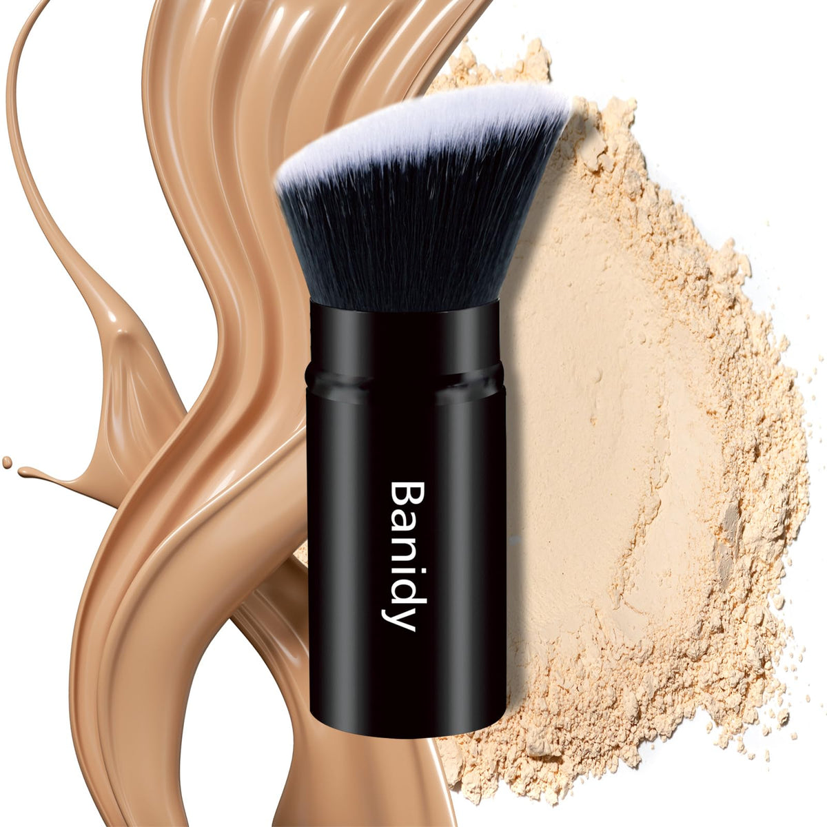 Banidy Retractable Kabuki Brush front view with protective cap
