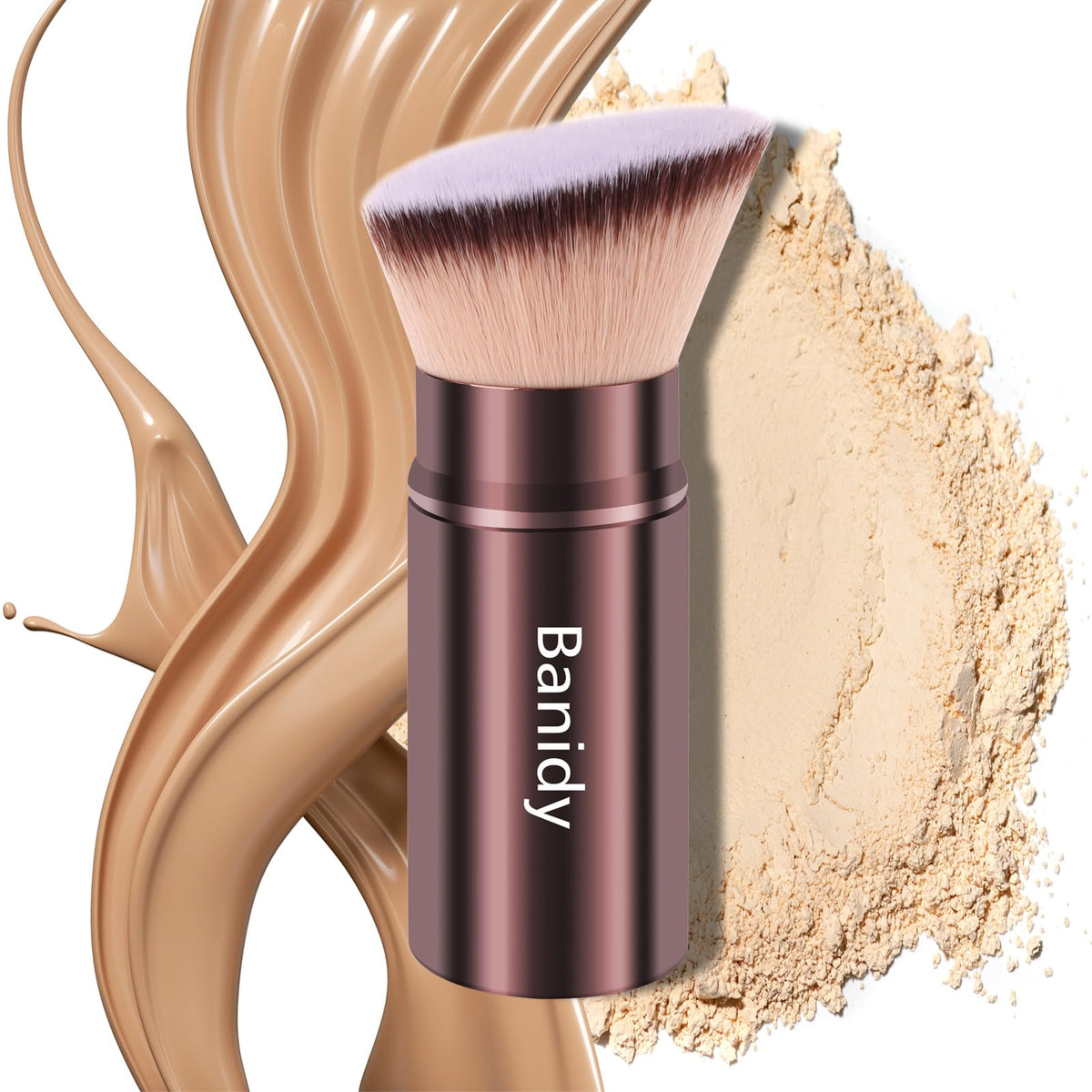 Banidy Retractable Kabuki Brush front view with protective cover