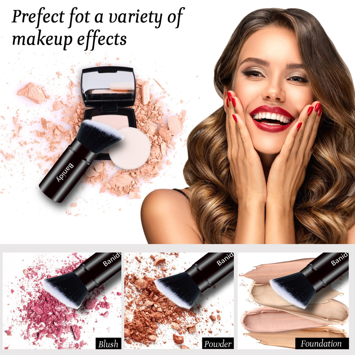 Banidy Retractable Kabuki Brush in hand demonstrating size