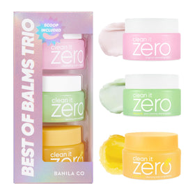 BANILA CO Clean it Zero Best of Balms Trio front view with three 25ml jars
