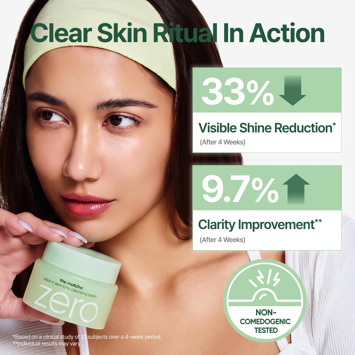BANILA CO Clean It Zero Matcha Cleansing Balm on bathroom counter