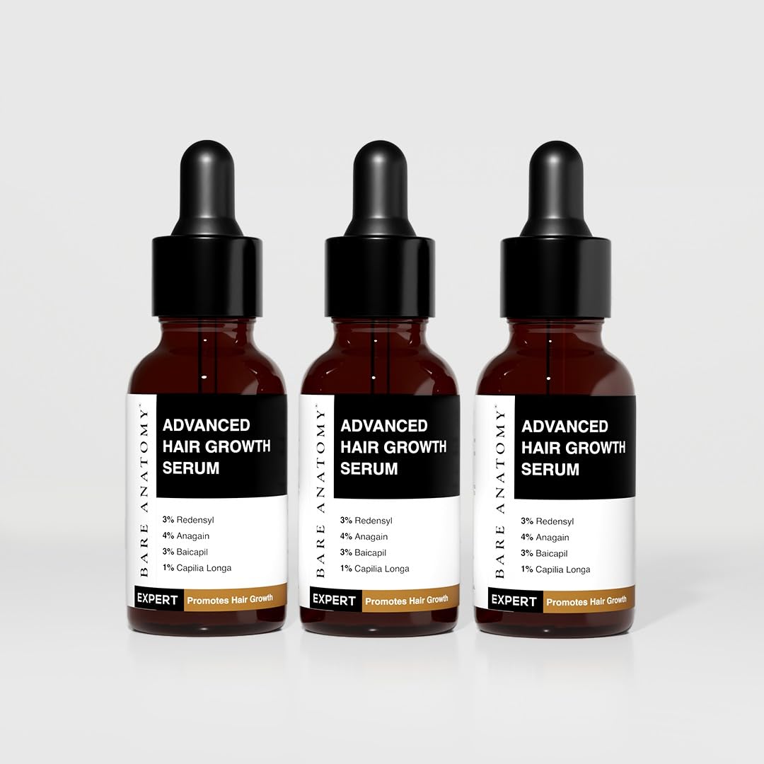 Bare Anatomy Advanced Hair Growth Serum pack of 3 bottles front view