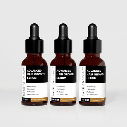 Bare Anatomy Advanced Hair Growth Serum pack of 3 bottles front view