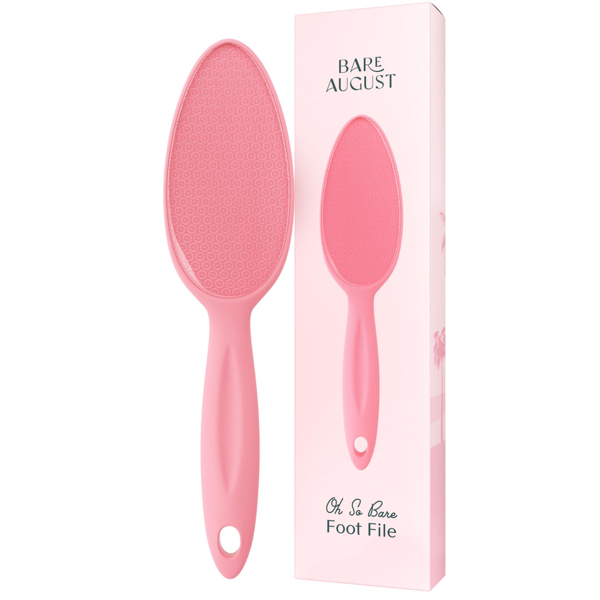 Bare August Glass Foot File front view with pink handle