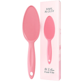 Bare August Glass Foot File front view with pink handle