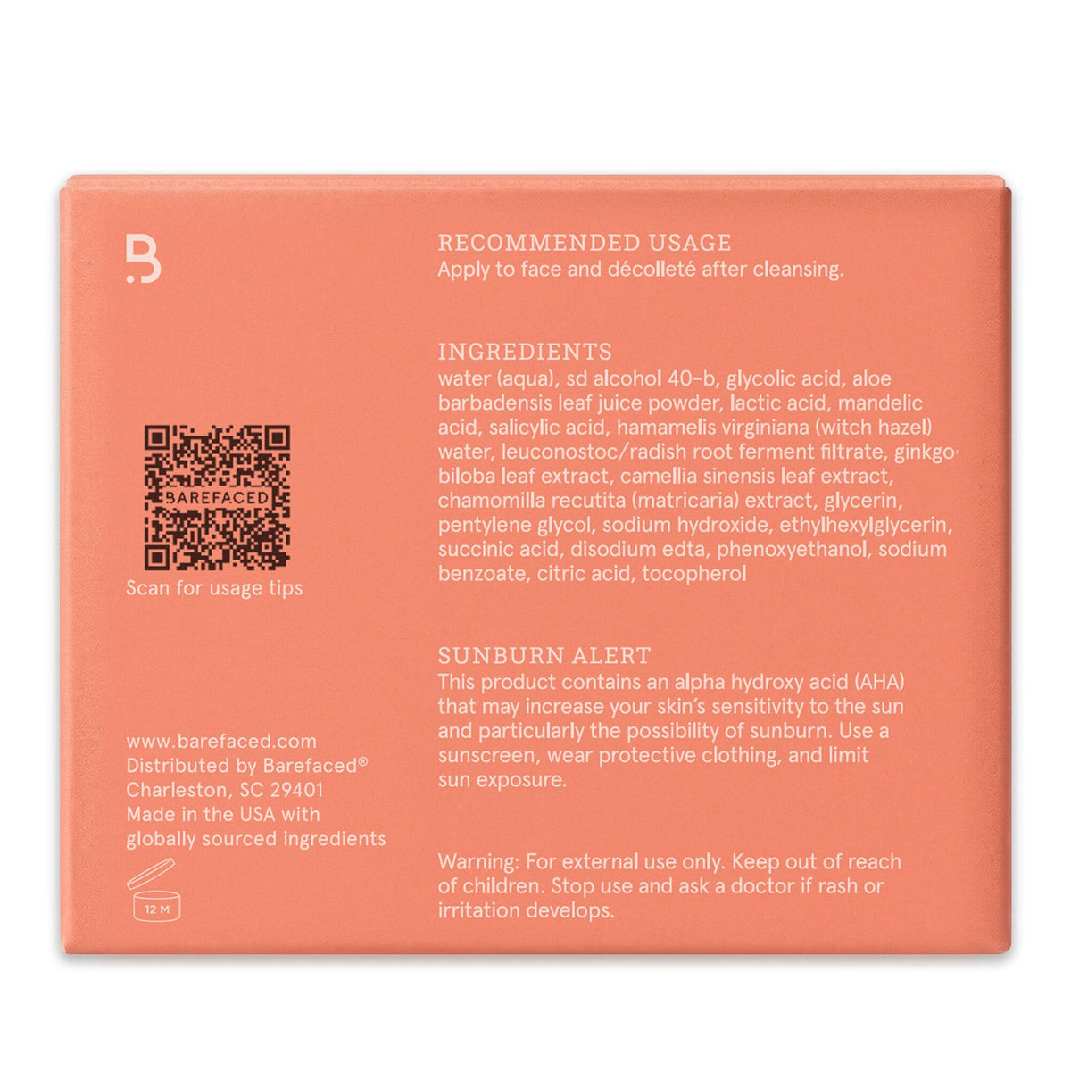 Barefaced Toning and Exfoliating Pads displayed with natural lighting