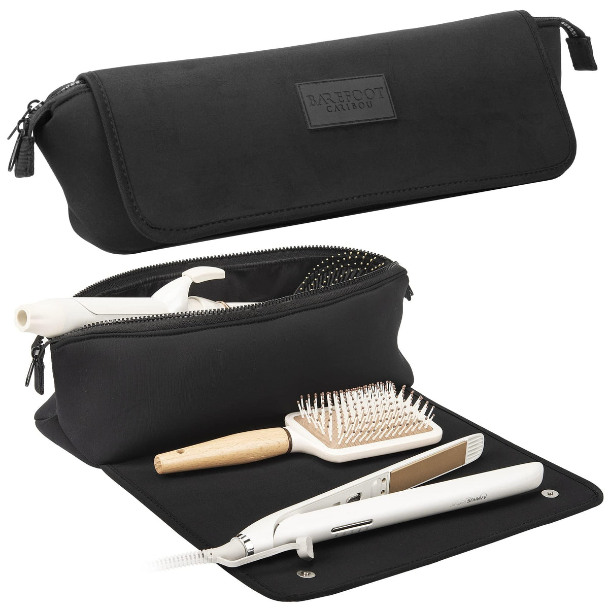 BAREFOOT CARIBOU Hair Tools Travel Bag black model front view