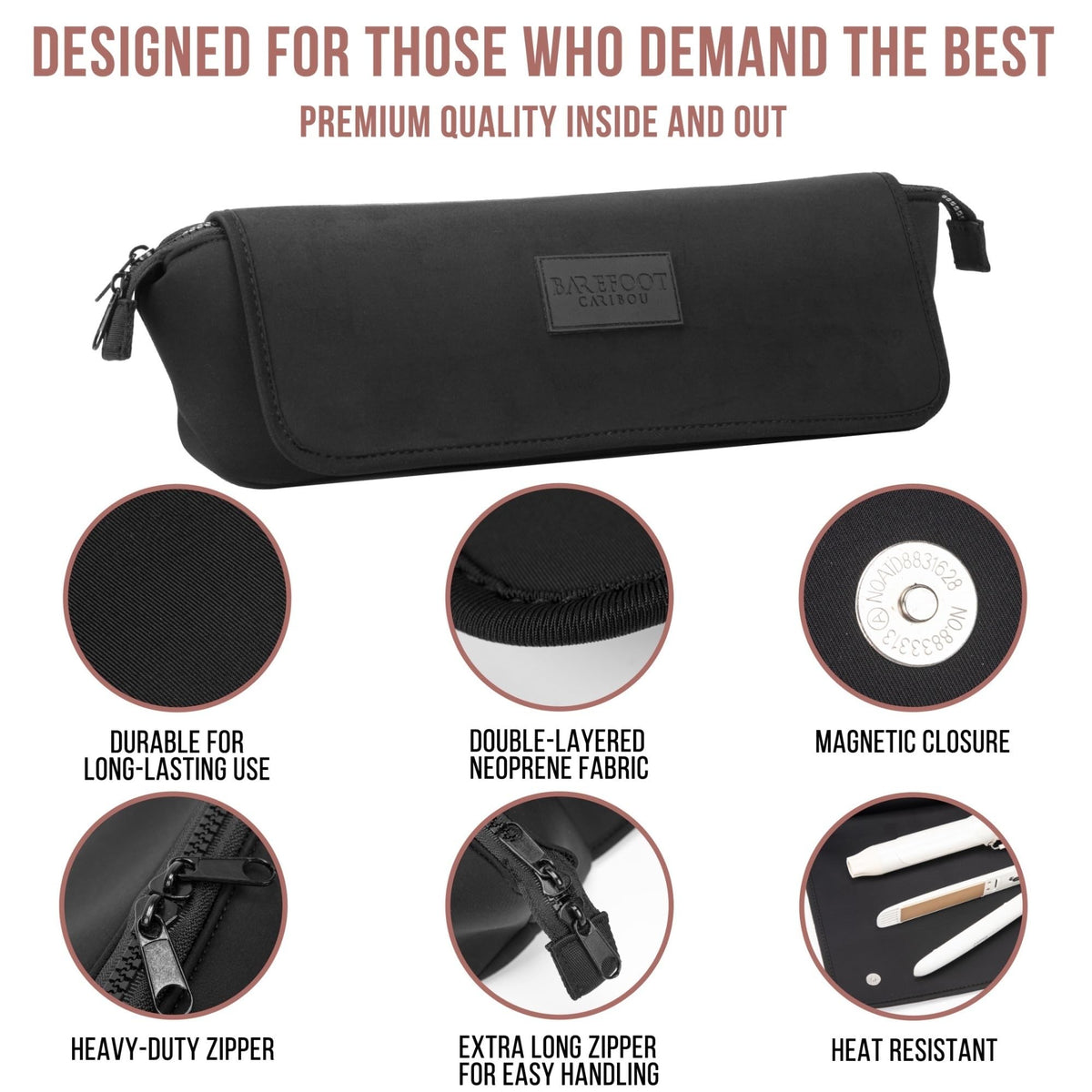 BAREFOOT CARIBOU Hair Tools Travel Bag compact design for travel