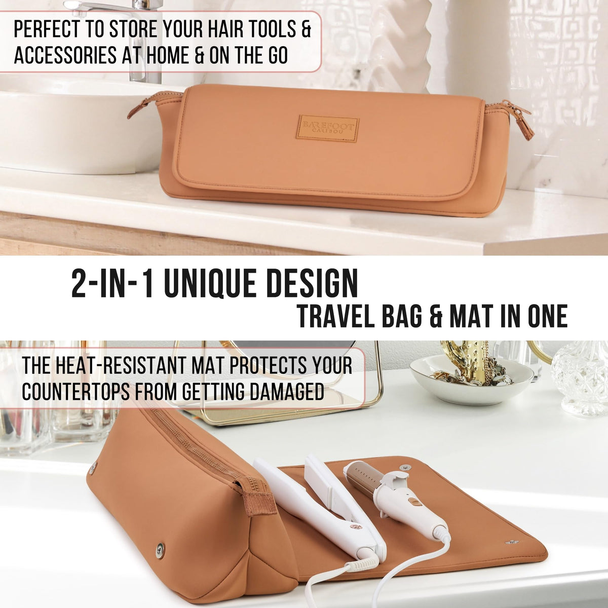 BAREFOOT CARIBOU Hair Tools Travel Bag compact design in luggage